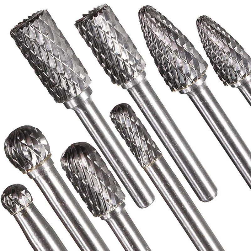 YEEZUGO 8pcs Carbide Rotary Burr Set, Double Cut 1/4''(6.35mm) Shank Solid Carbide Rotary Burr Set for Die Grinder Drill for Woodworking,Drilling, Metal Carving, Engraving, Polishing by YEEZUGO - Image 2